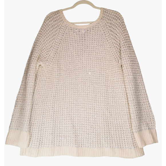 Lane Bryant Tunic Sweater Womens 18 20 Ivory Silver Metallic Wool Mohair Blend - Picture 5 of 10